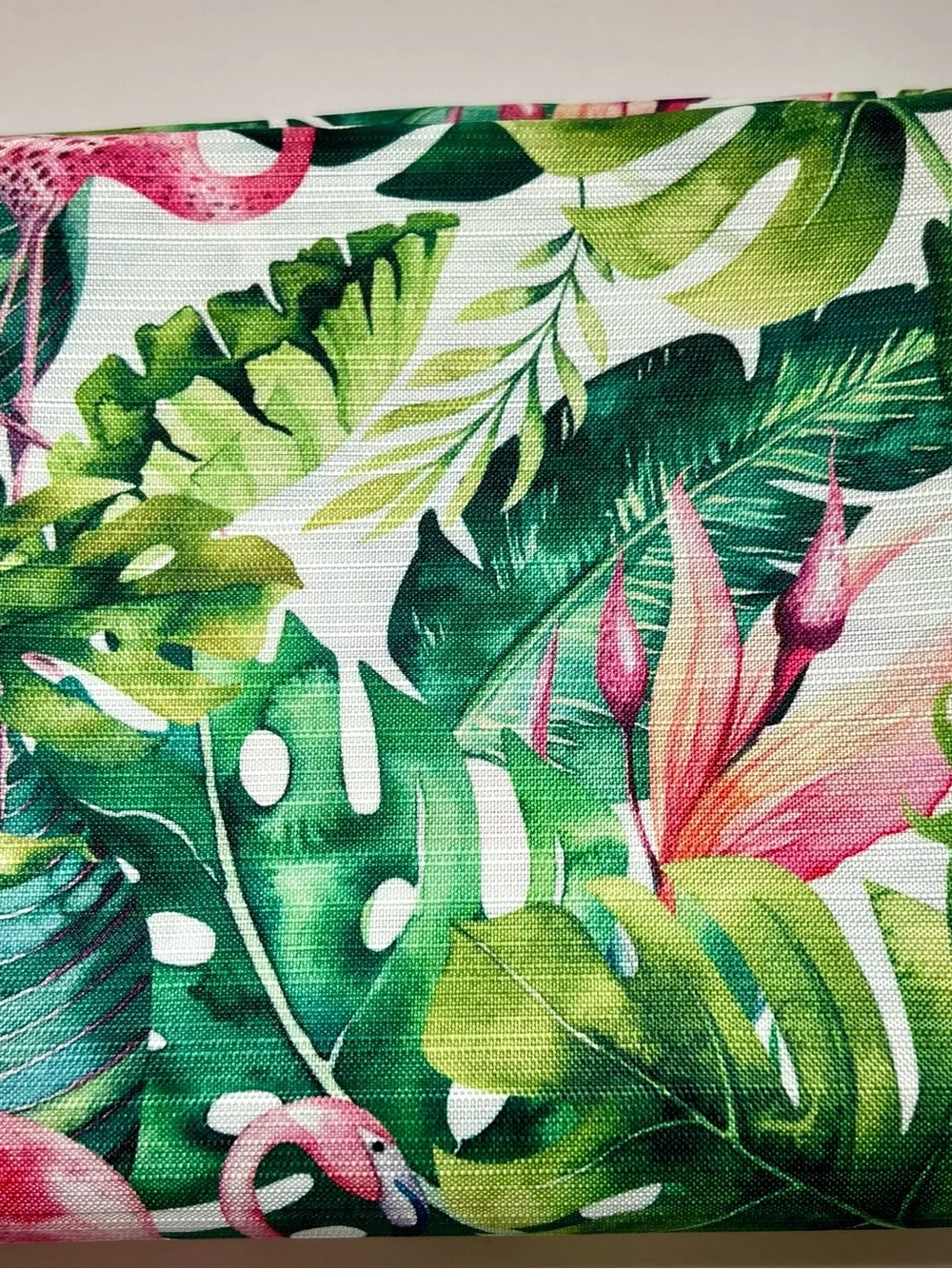 Flamingo Tropics Fabric Shower Curtain Tropical Pink Flamingos Green Leaves
